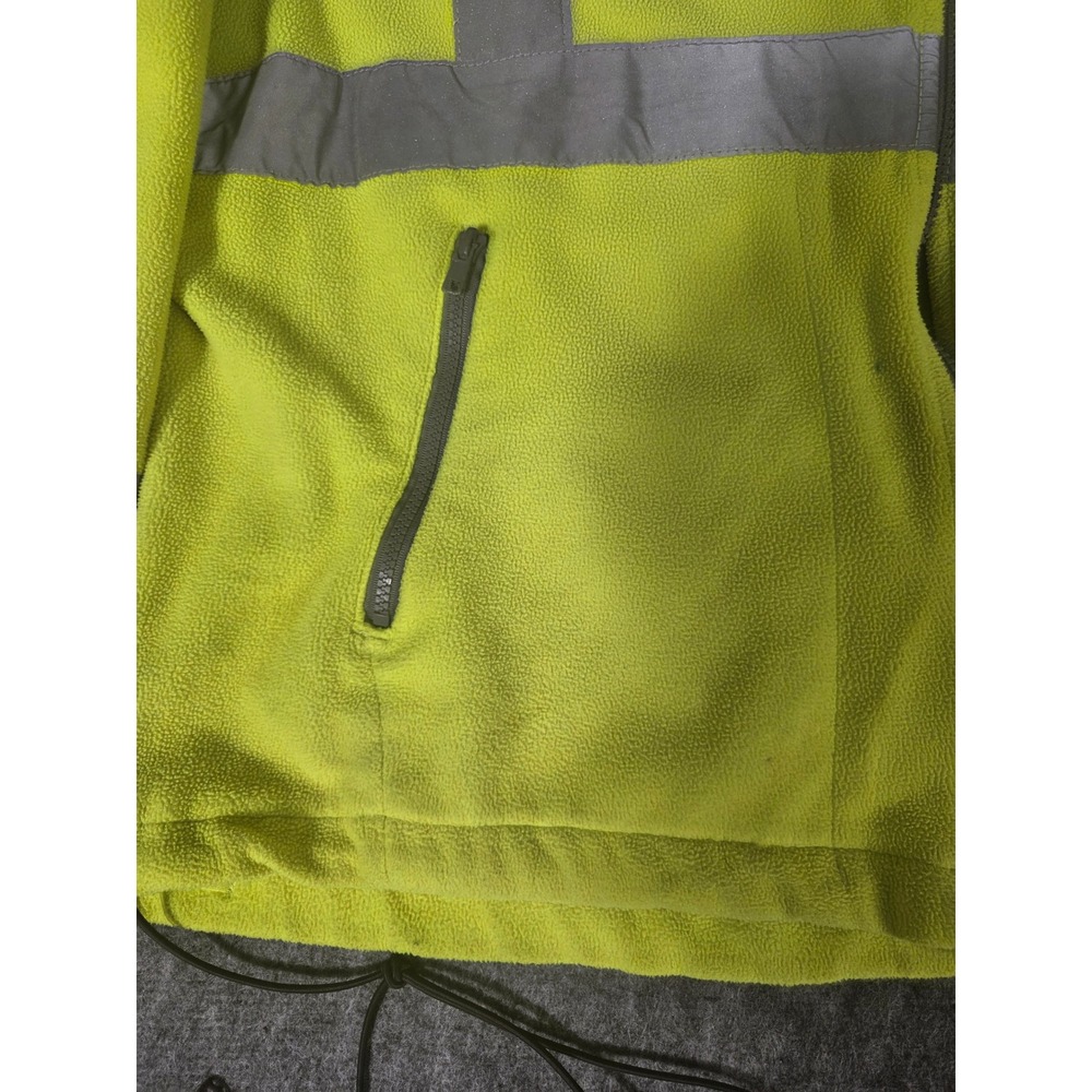 Mens Jacket 2X High Visibility Yellow Fleece Reflective Workwear Majestic - Picture 9 of 9